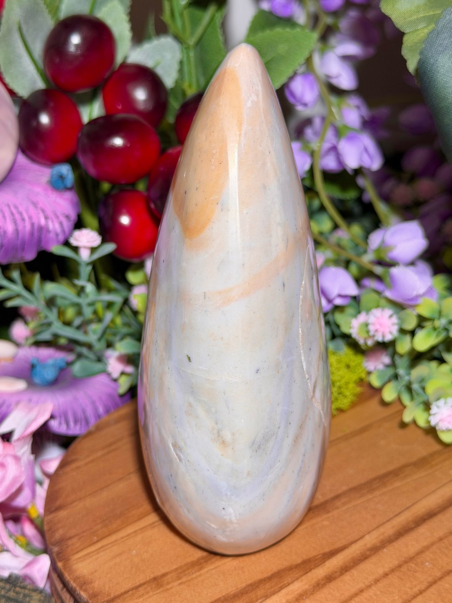 Pastel sea jasper freeform with pops of pink