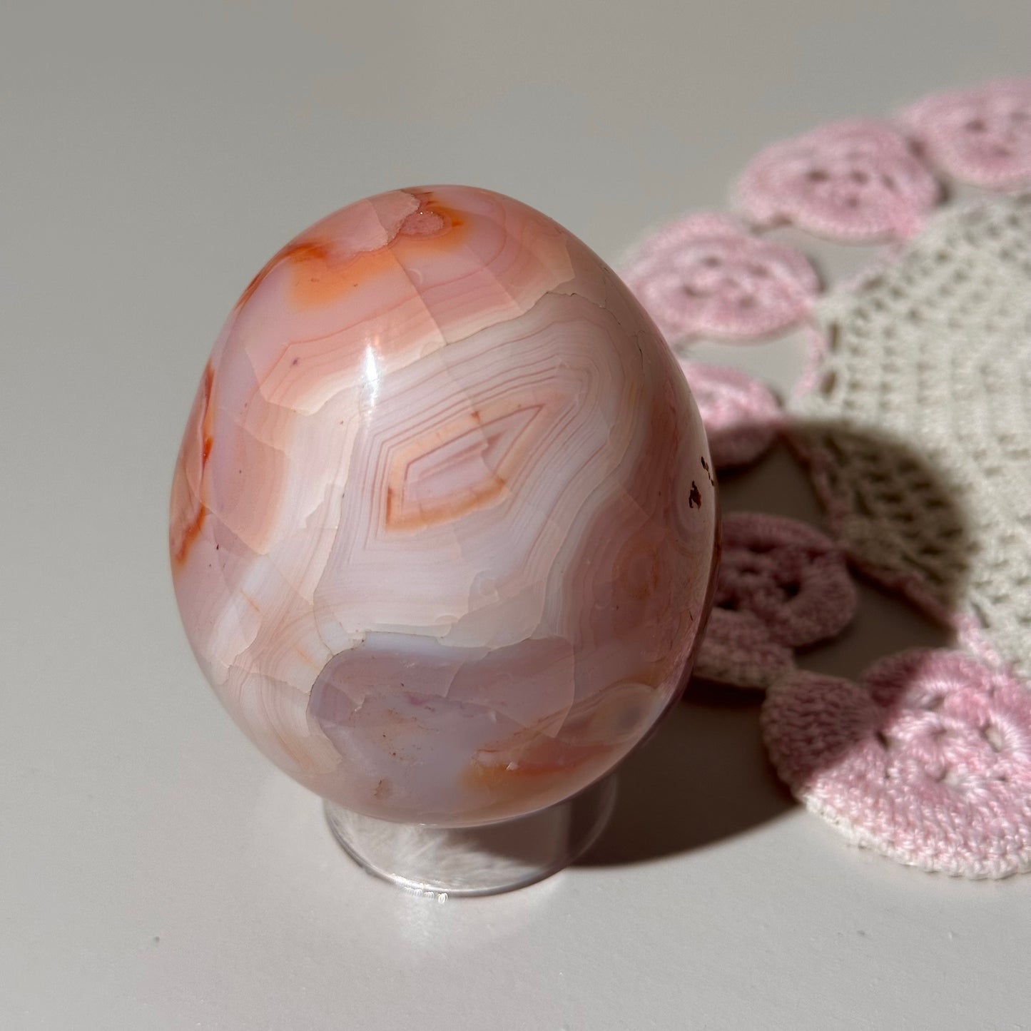 Pink carnelian egg