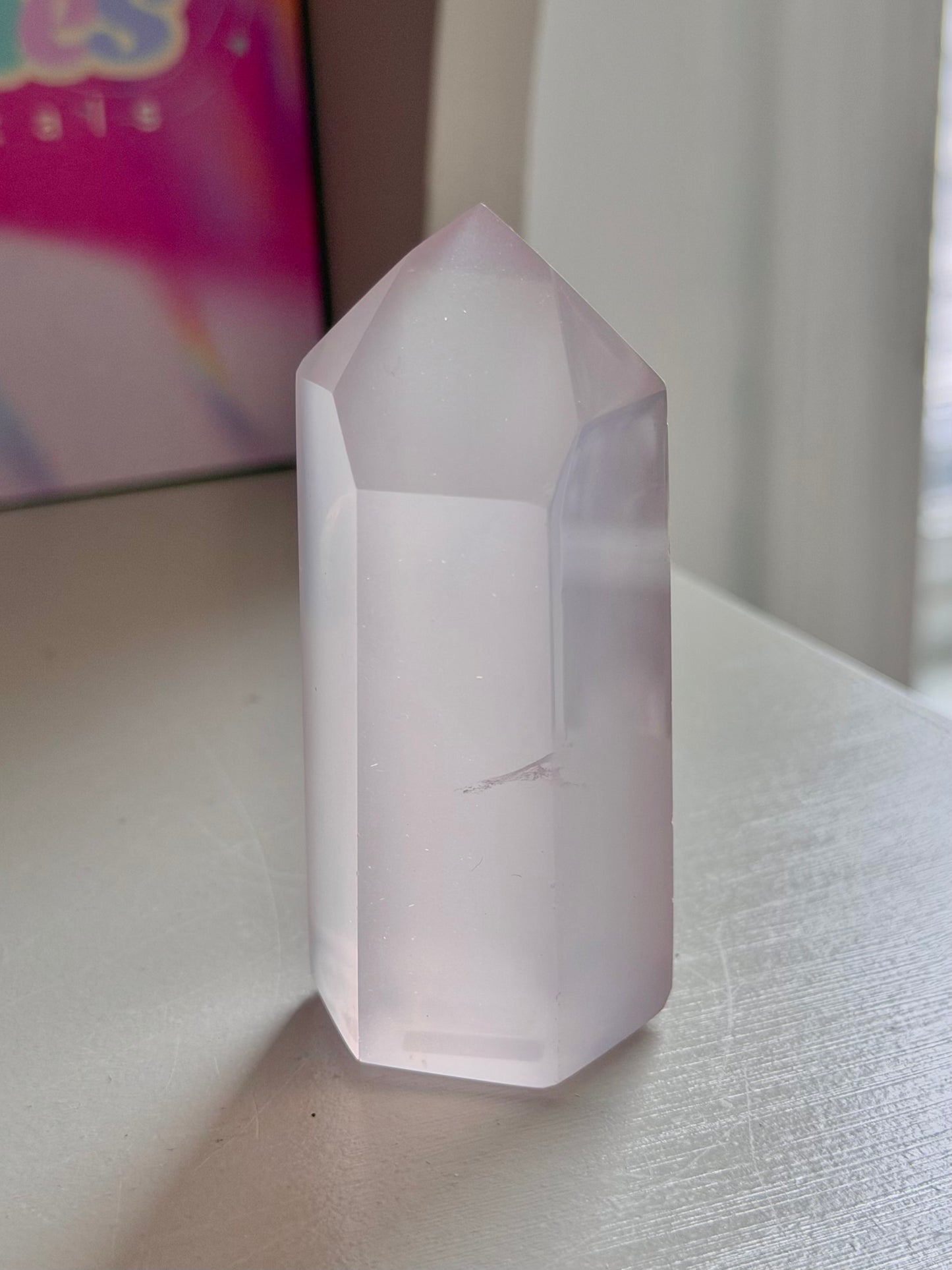 Jelly pink rose quartz tower