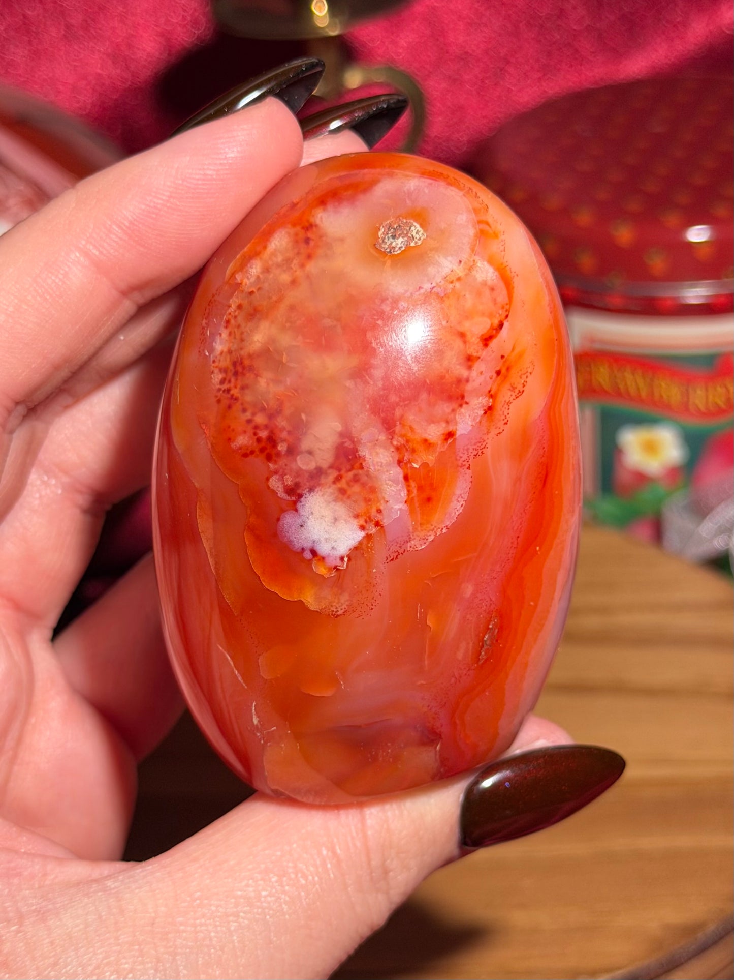 Peachy banded carnelian freeform