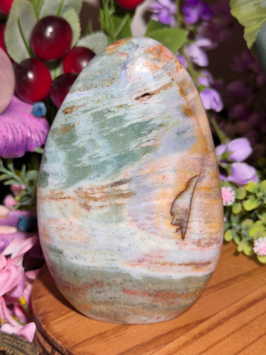 Beachy teal sea jasper freeform