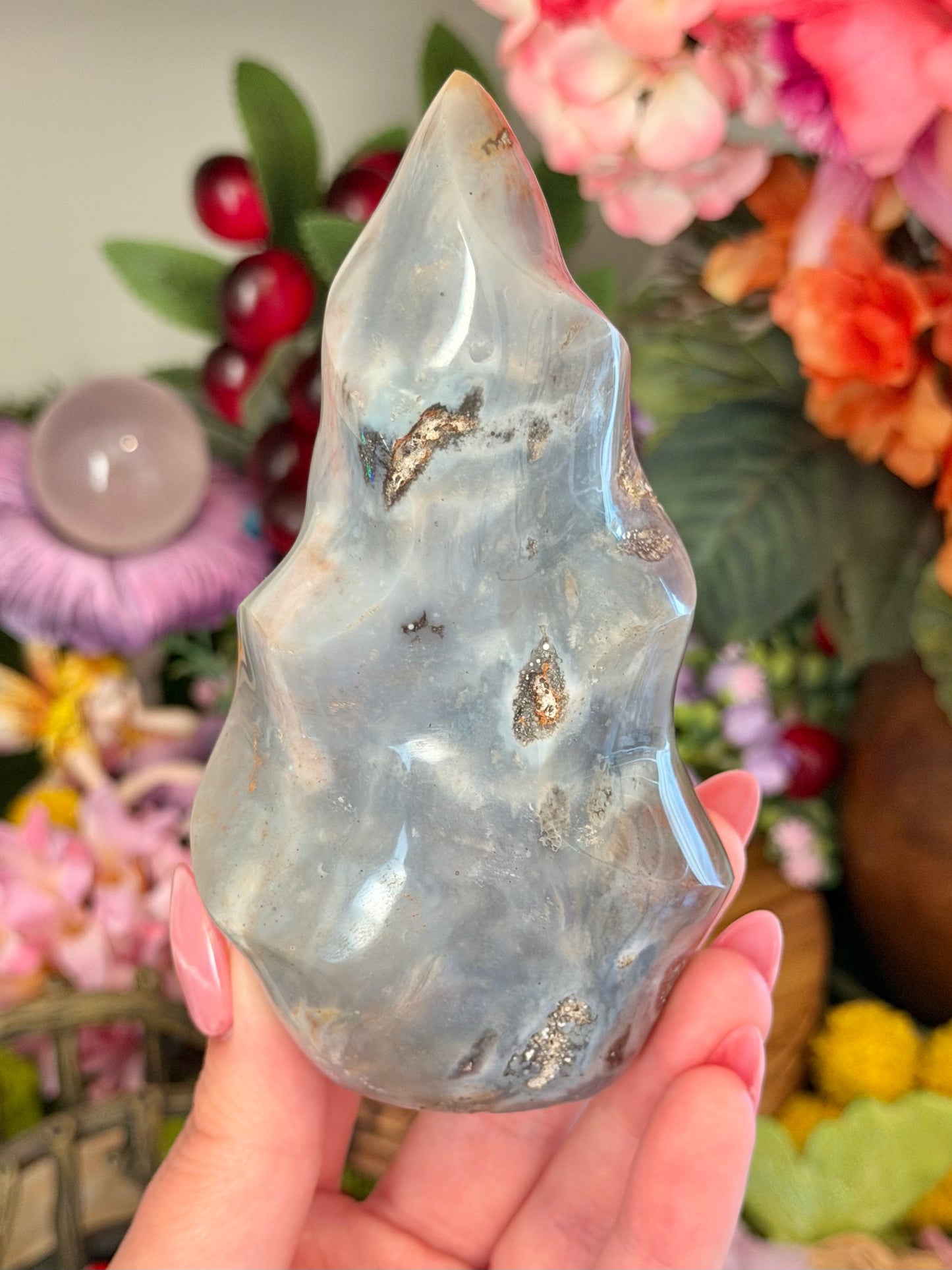 Milky pastel sea jasper flame