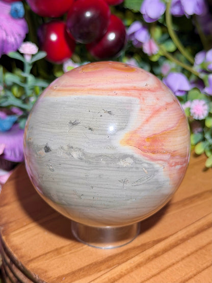 "Baby chicken" zebra jasper sphere