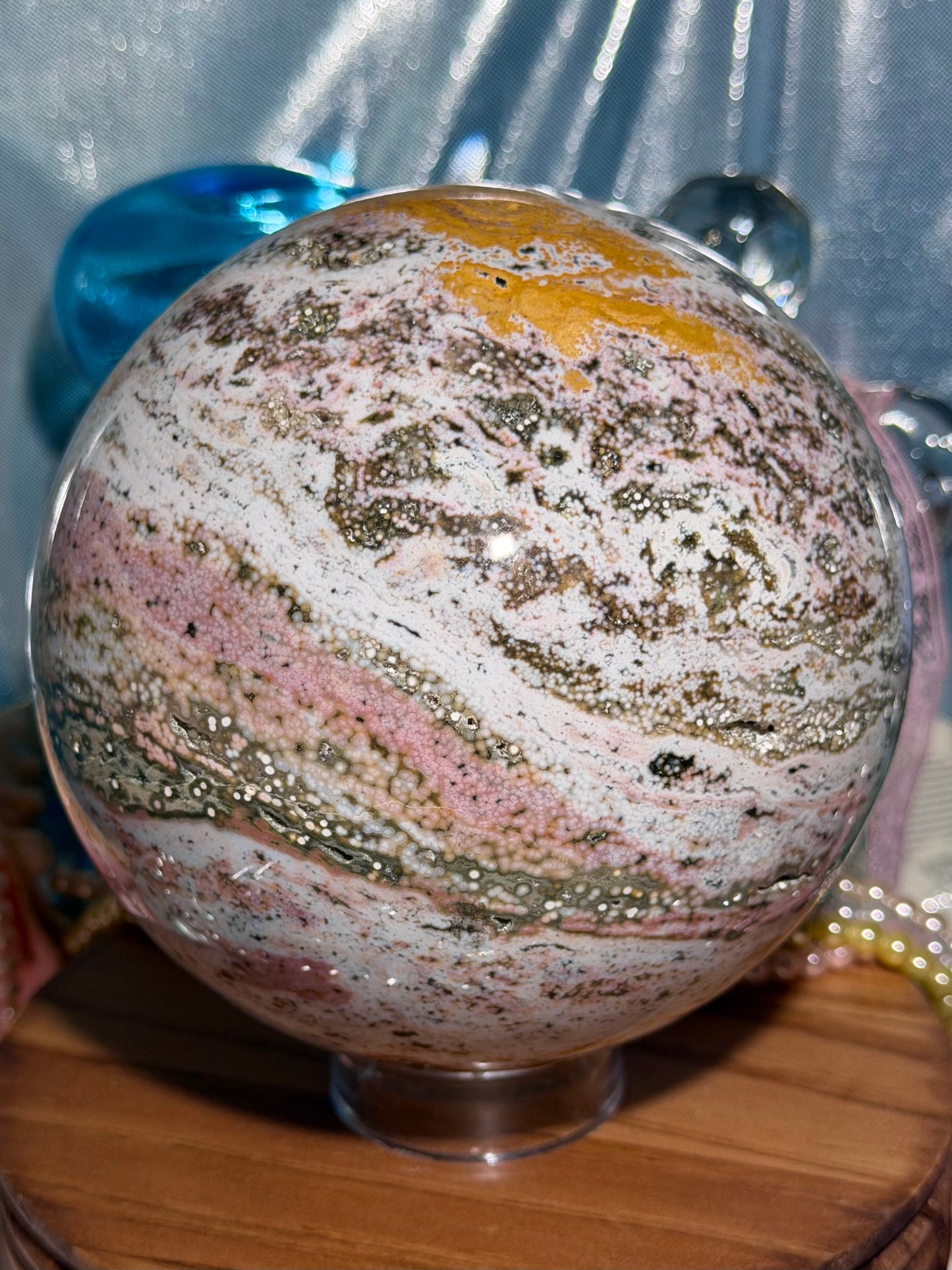 Statement Pastel Rainbow orbicular Veinless Ocean Jasper™ sphere from Madagascar - 5lbs, 2.2kg