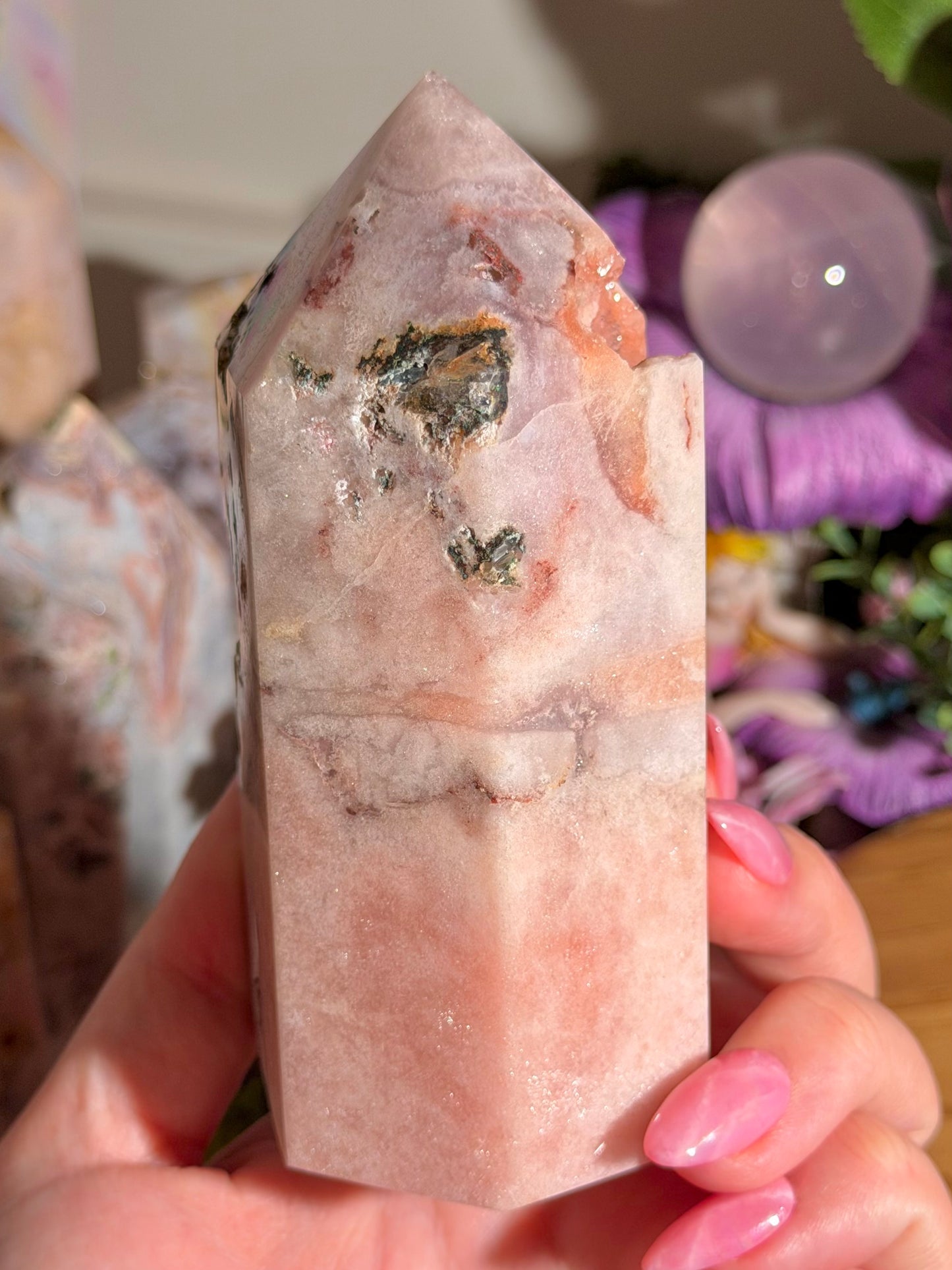 Pastel pink amethyst tower from Brazil