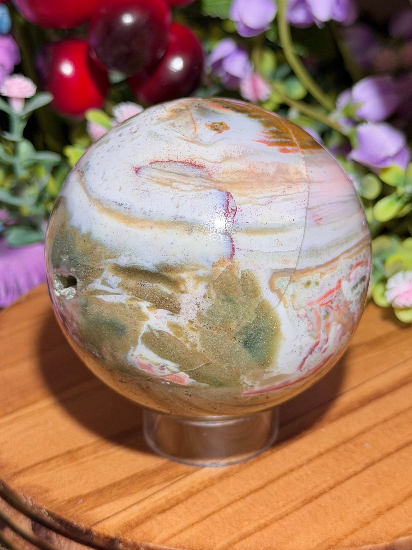 Fairy pink sea jasper sphere