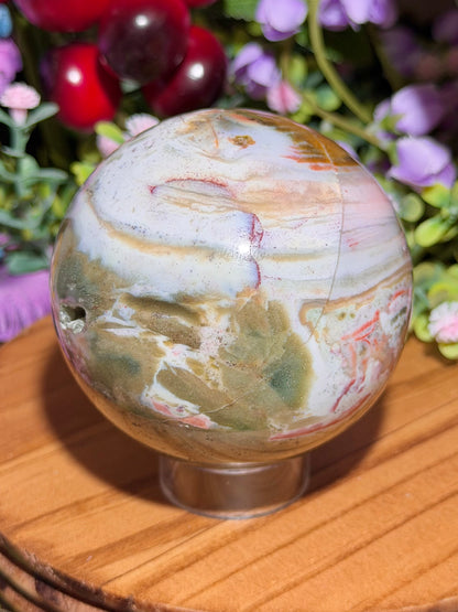 Fairy pink sea jasper sphere