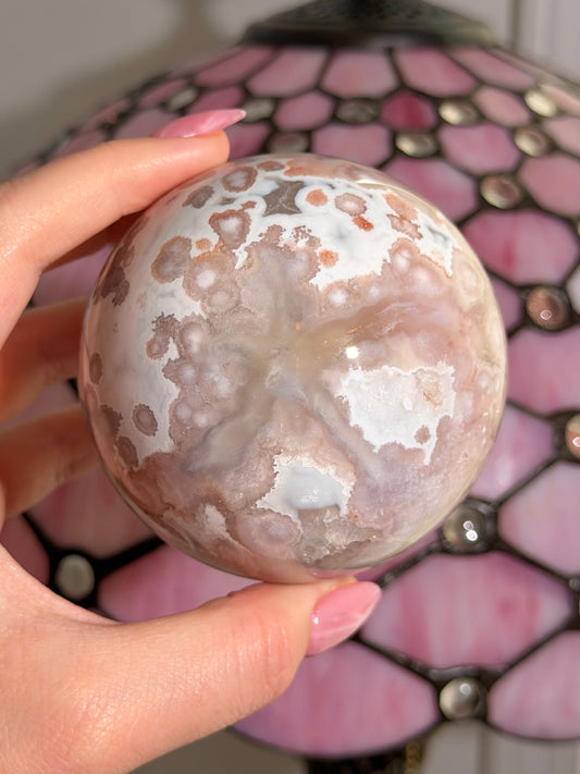 Pink amethyst x flower agate sphere