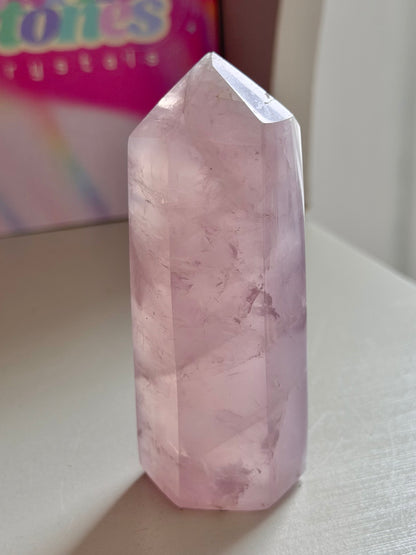 Purple toned rose quartz tower