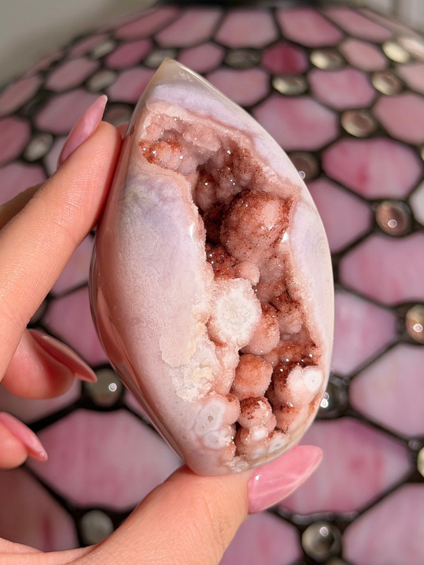 Flower agate x pink amethyst flame