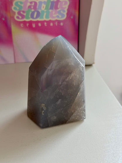 Blue rose quartz tower