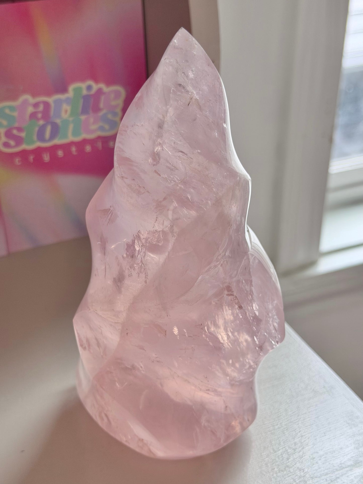 Statement gemmy star rose quartz flame