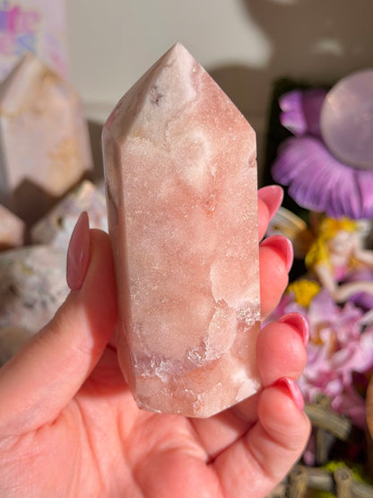 Peachy pink amethyst tower from Brazil
