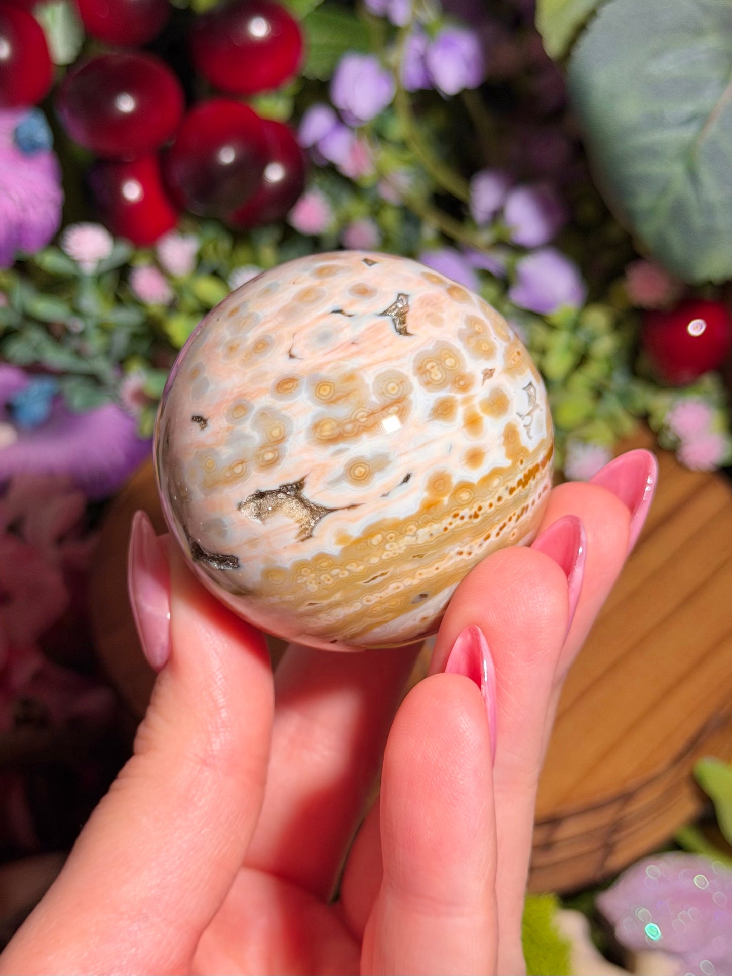 Pink 8th Vein Ocean Jasper sphere