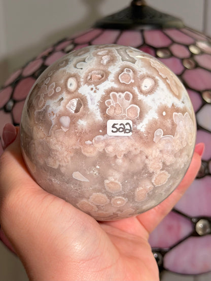 Statement Pink amethyst x flower agate sphere