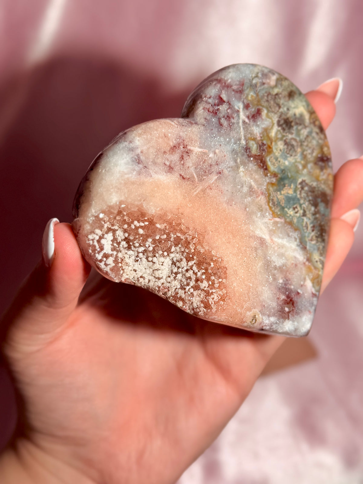 Brazilian Pink Amethyst Heart On Stand
