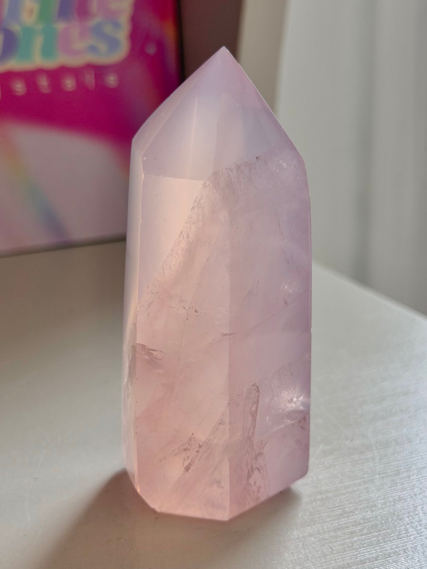 Purple toned jelly rose quartz tower