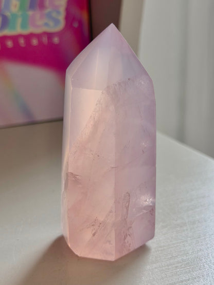 Purple toned jelly rose quartz tower