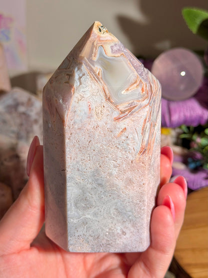 Unique purple and blue pink amethyst tower from Brazil