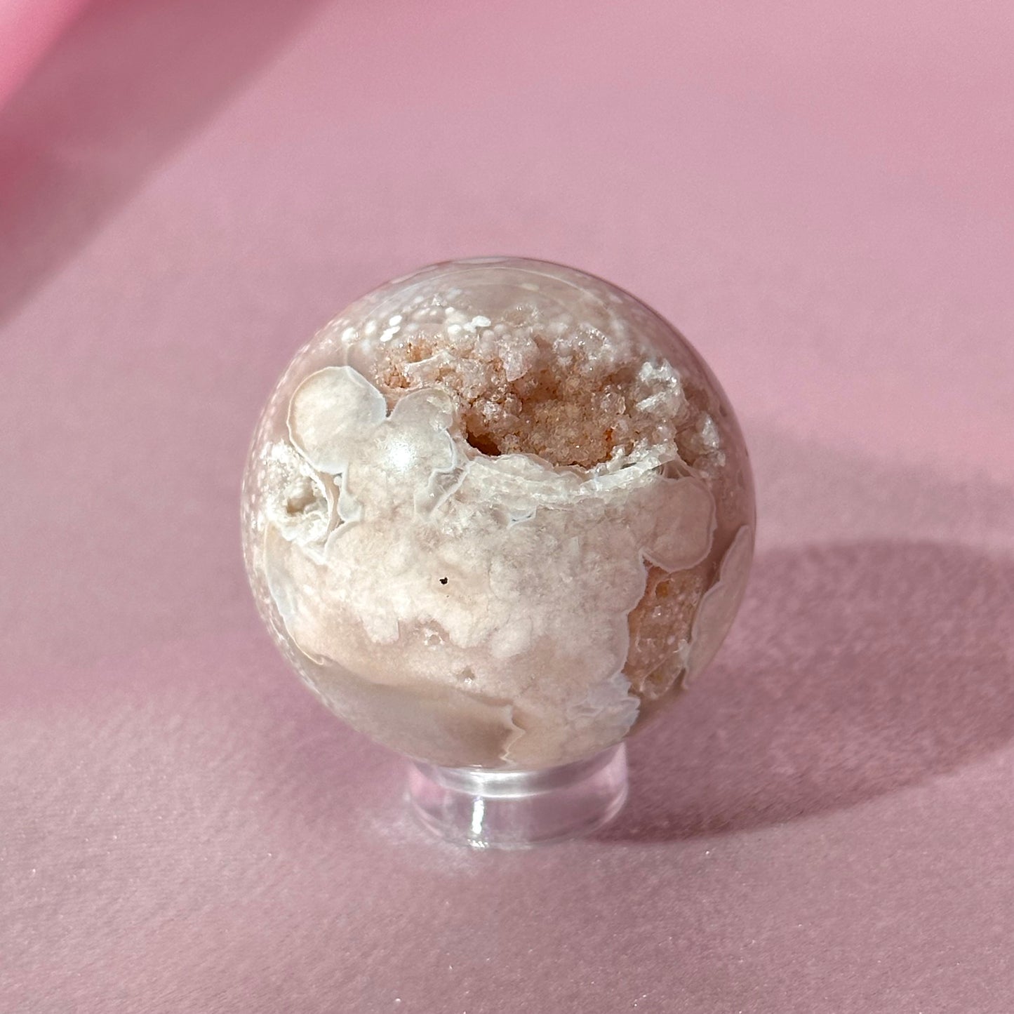 Pink amethyst flower agate sphere (P)