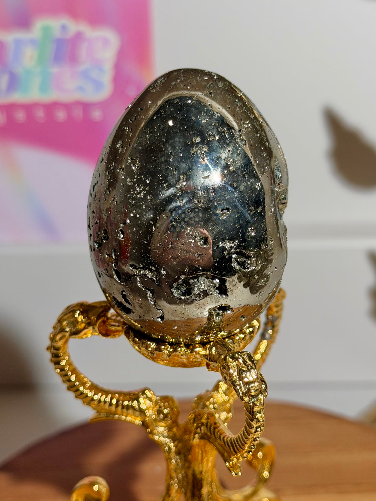 Golden pyrite egg from Peru