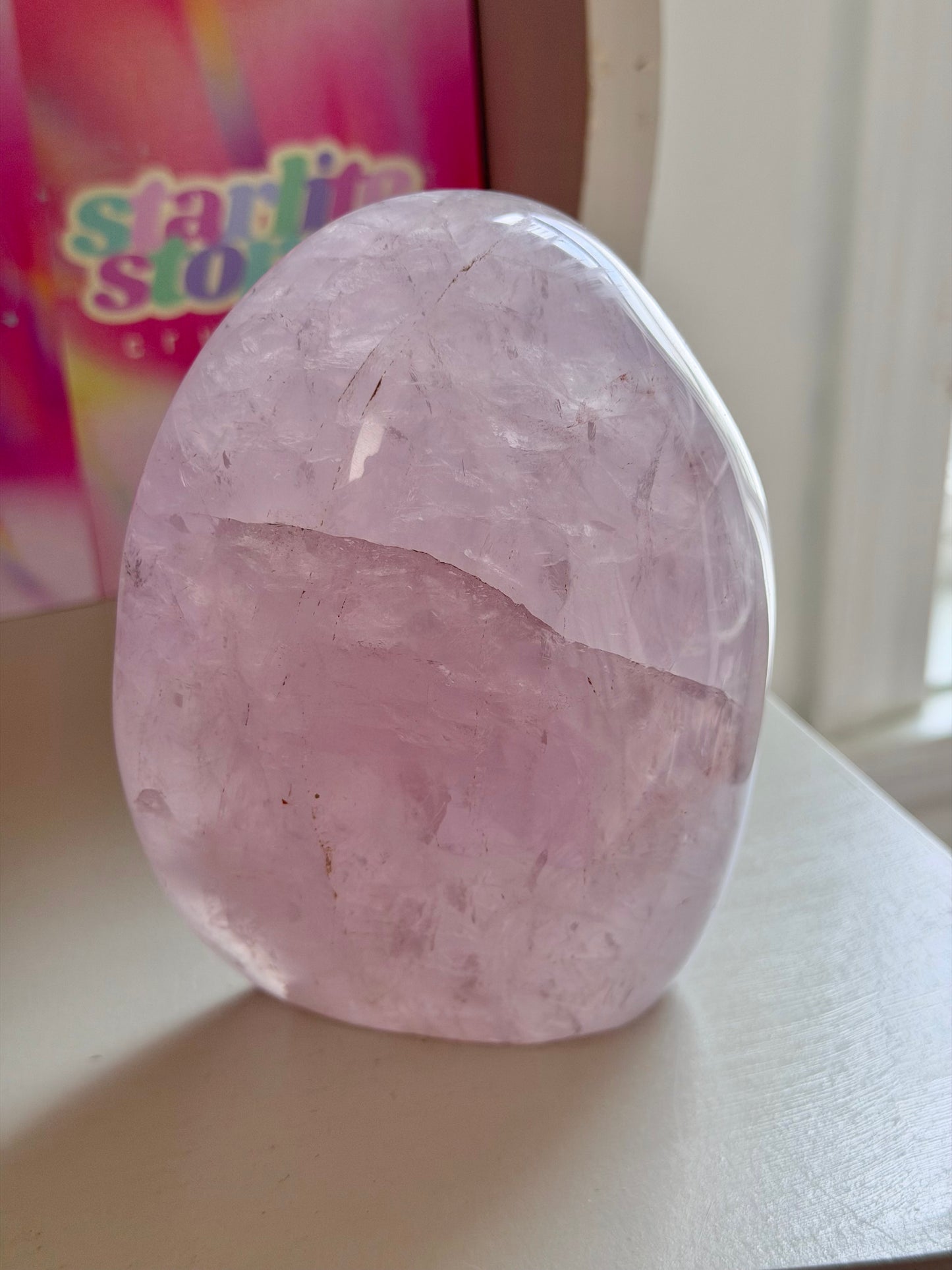 Pale purple rose quartz freeform