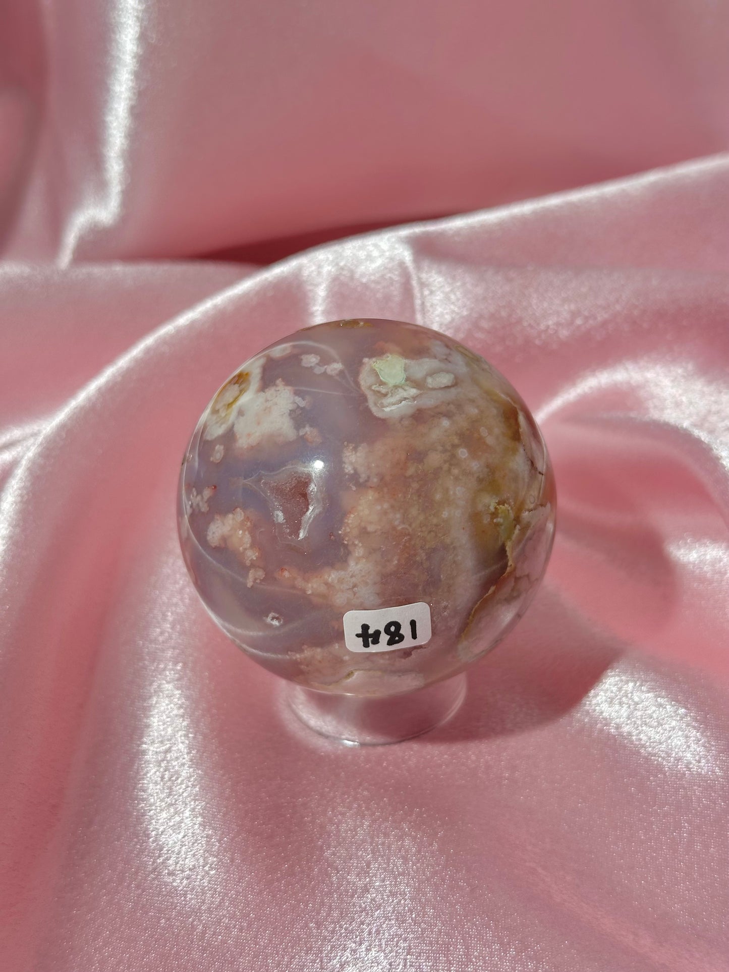 Colorful flower agate sphere from Madagascar *imperfect polish