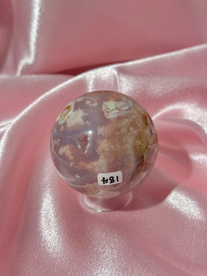 Colorful flower agate sphere from Madagascar *imperfect polish