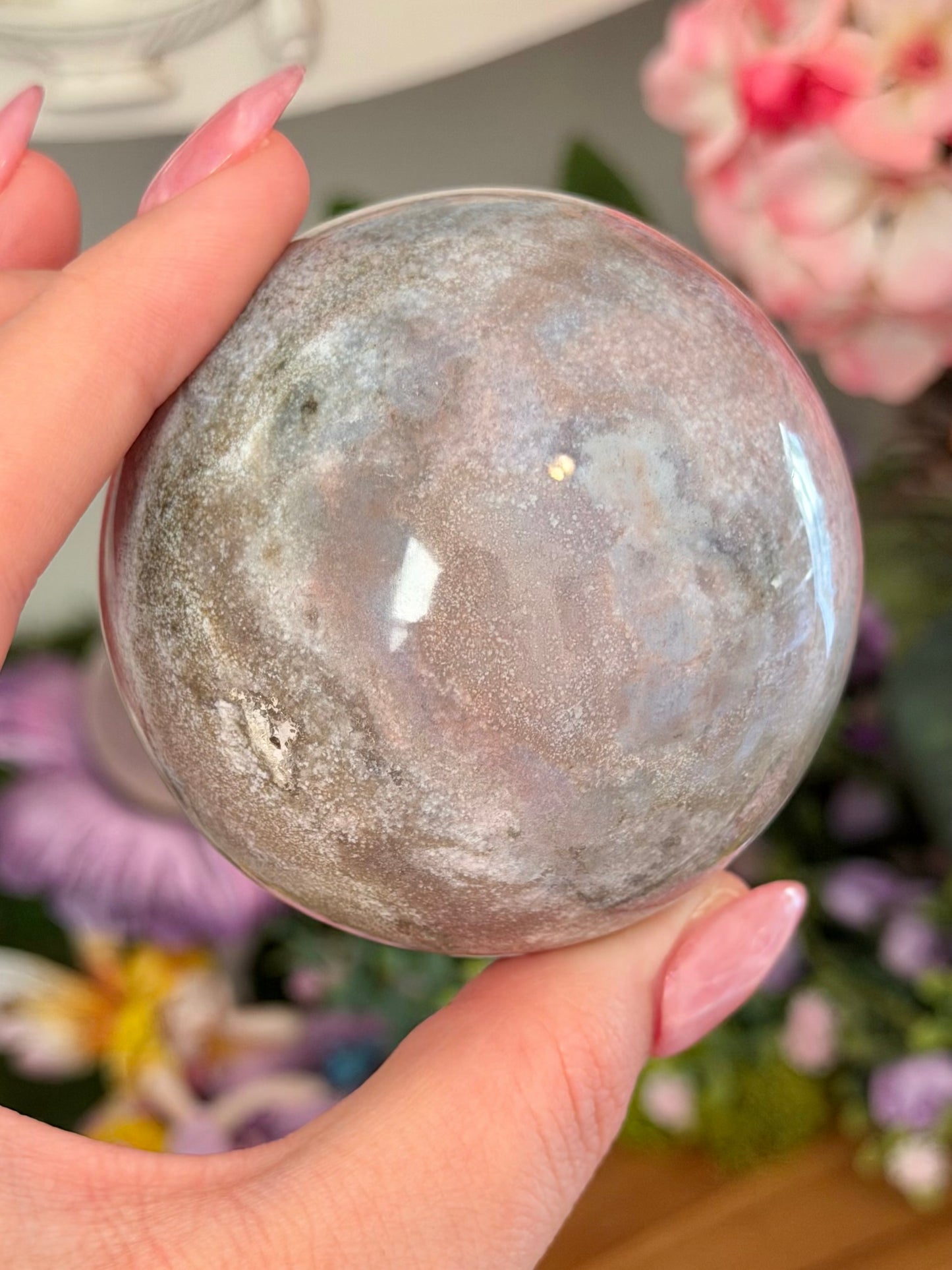 Pastel lilac sea jasper sphere