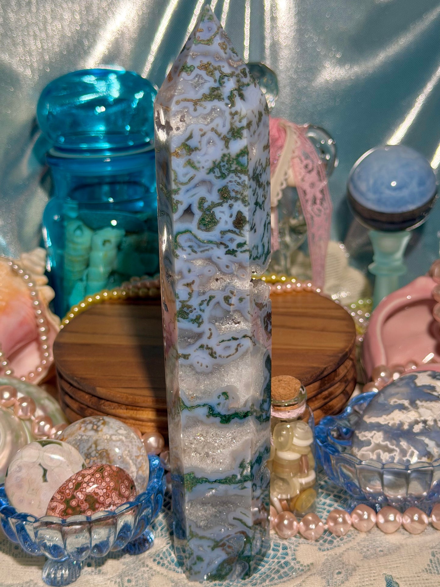 Moss agate tower