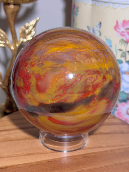Statement colorful petrified wood sphere