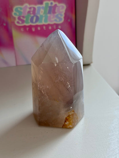 Blue rose quartz tower