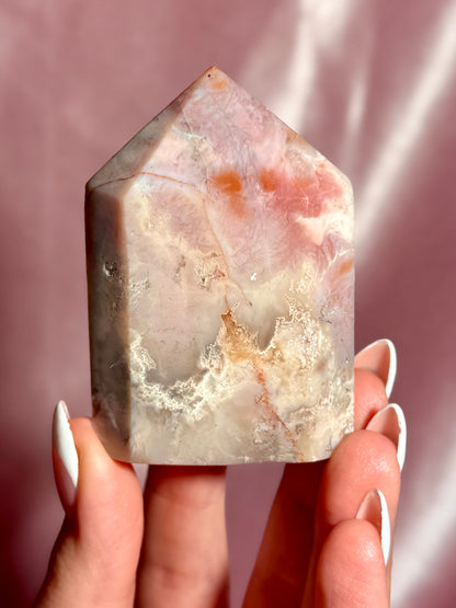 Pink Plume Agate Domino Tower (H)
