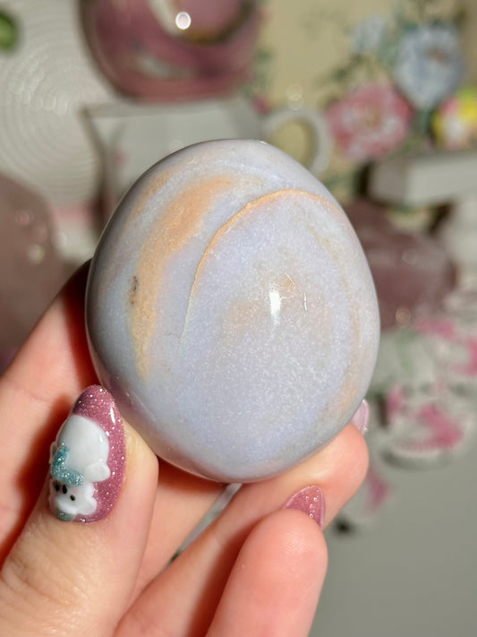 Pastel blue sea jasper palmstone