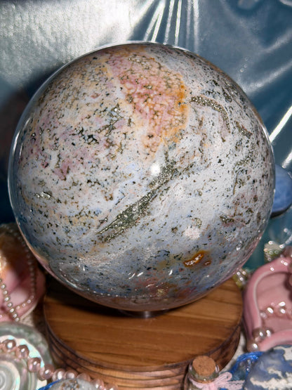 Statement Pastel Rainbow orbicular Veinless Ocean Jasper™ sphere from Madagascar - 17lbs, 7.5kg