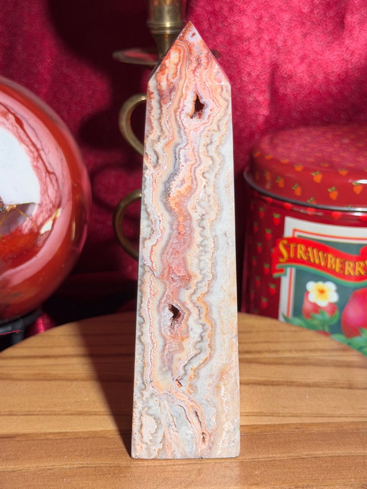 Crazy lace agate tower from Indonesia 34D
