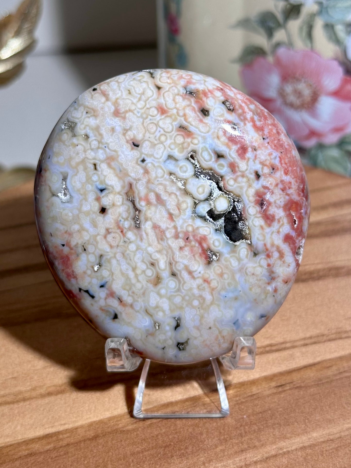 Red & blue Ocean jasper palmstone 32A