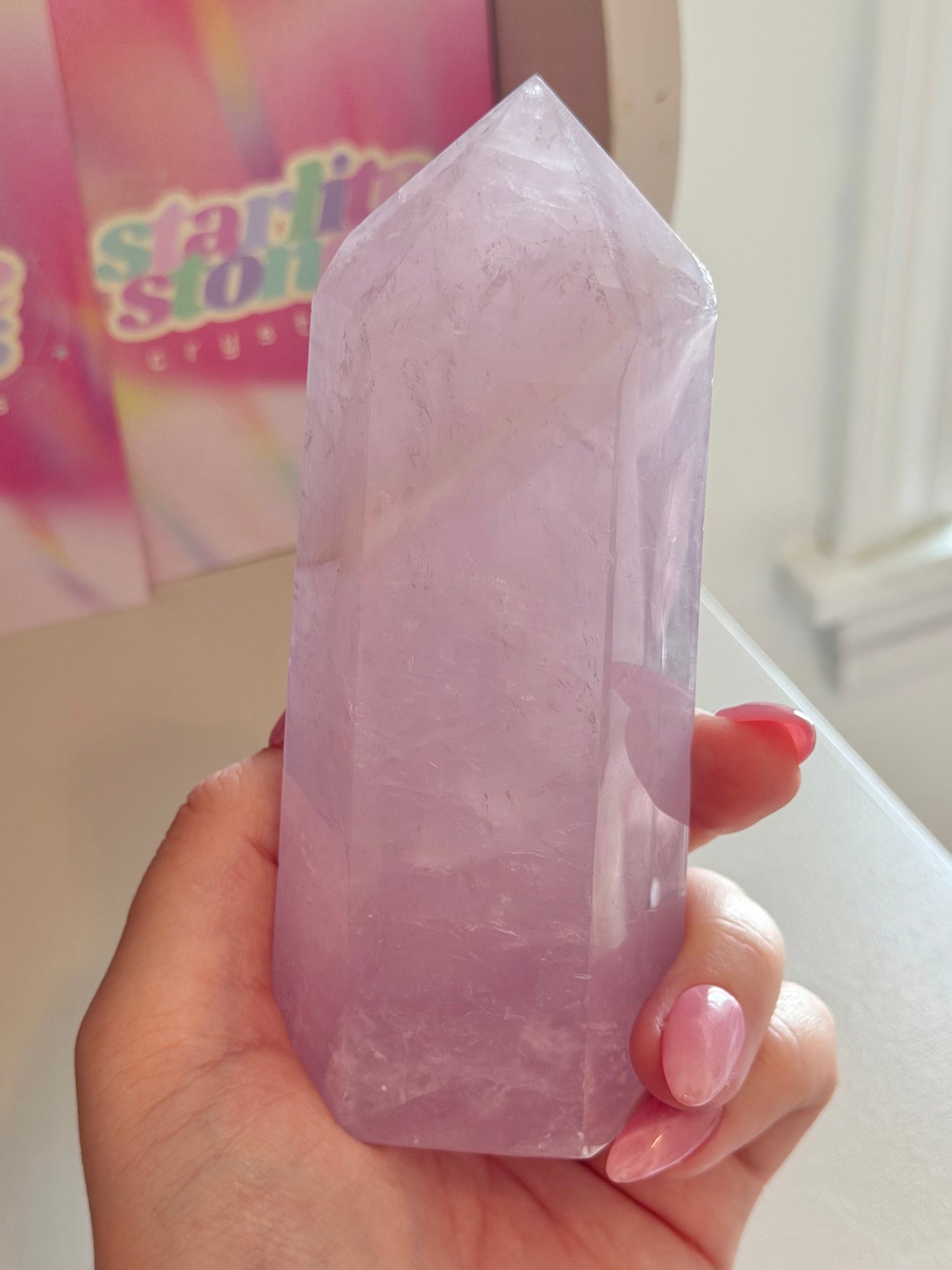 Pastel lavender rose quartz tower