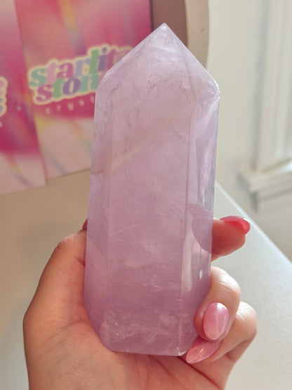 Pastel lavender rose quartz tower