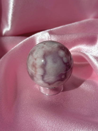 Brazilian pink amethyst x flower agate sphere