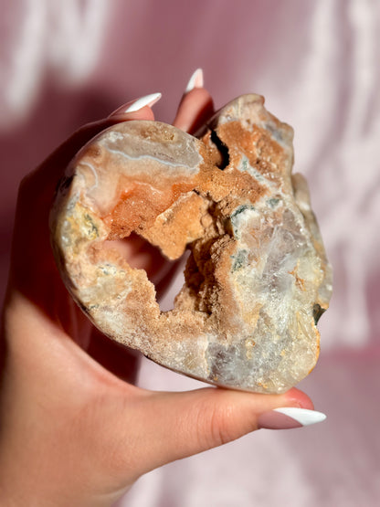 Brazilian Pink Amethyst Heart On Stand