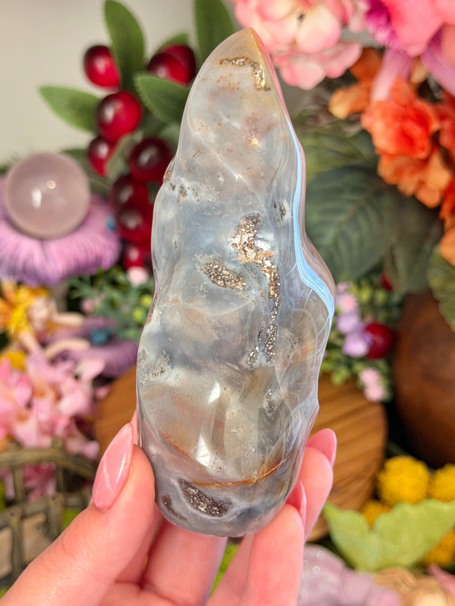 Milky pastel sea jasper flame