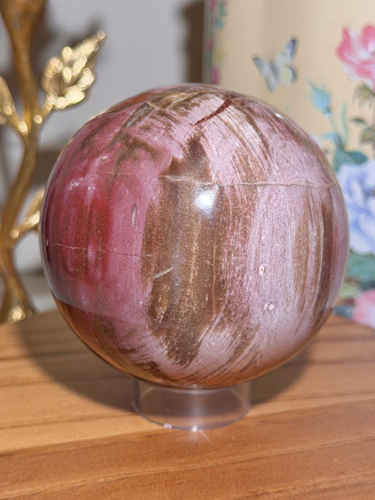 Pink petrified wood sphere *imperfect