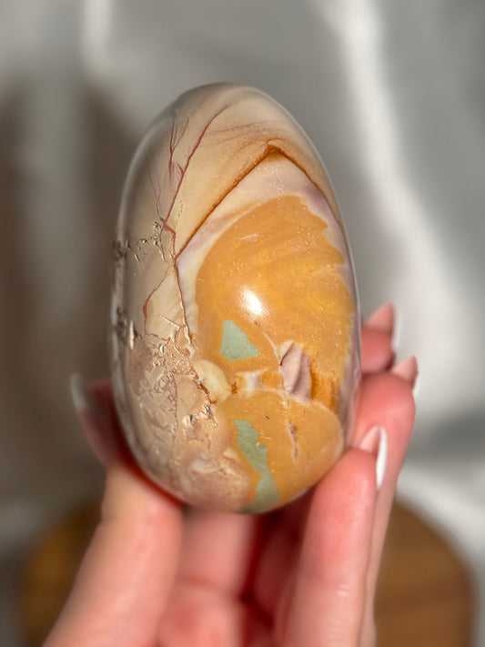 Pale pink polychrome jasper freeform *natural cracks
