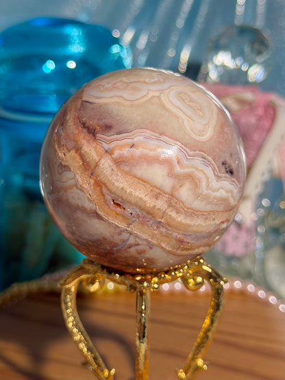 "Coral Reef" Indonesian crazy lace agate sphere 30B