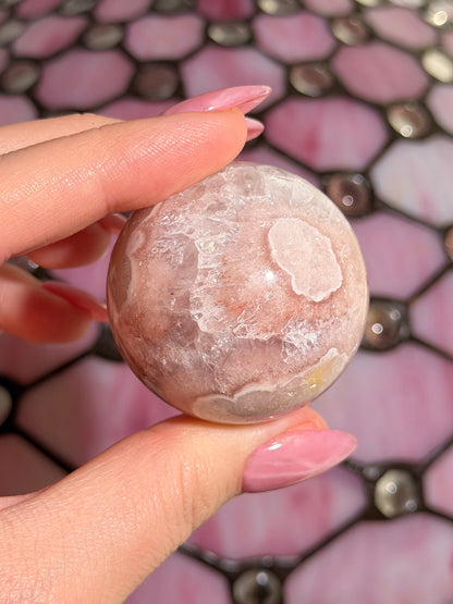 Pink amethyst x flower agate sphere