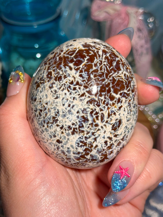Carnelian x Orca agate oversized palmstone