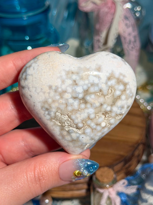 Pastel periwinkle orby sea jasper heart