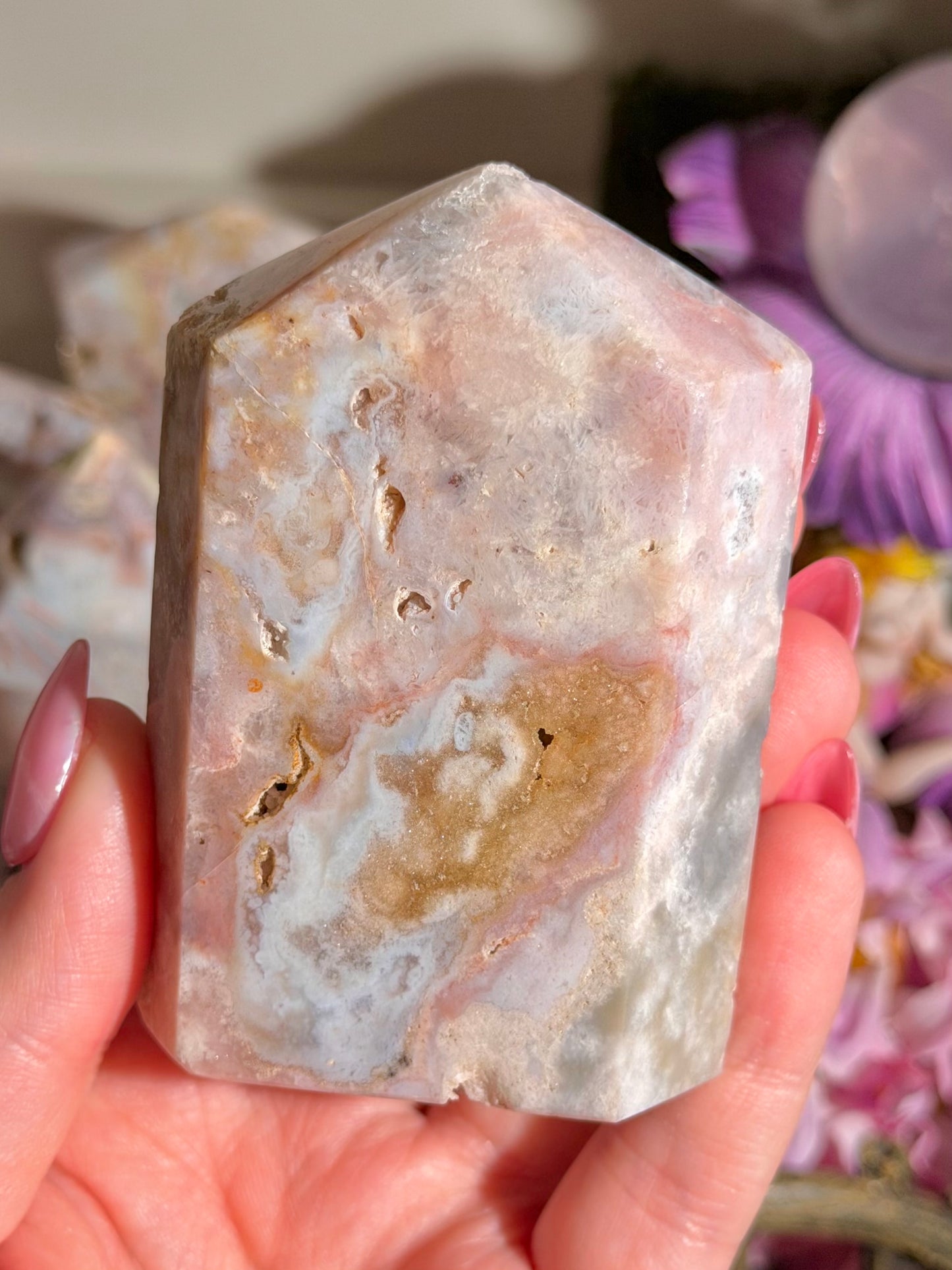 Pastel pink amethyst tower from Brazil