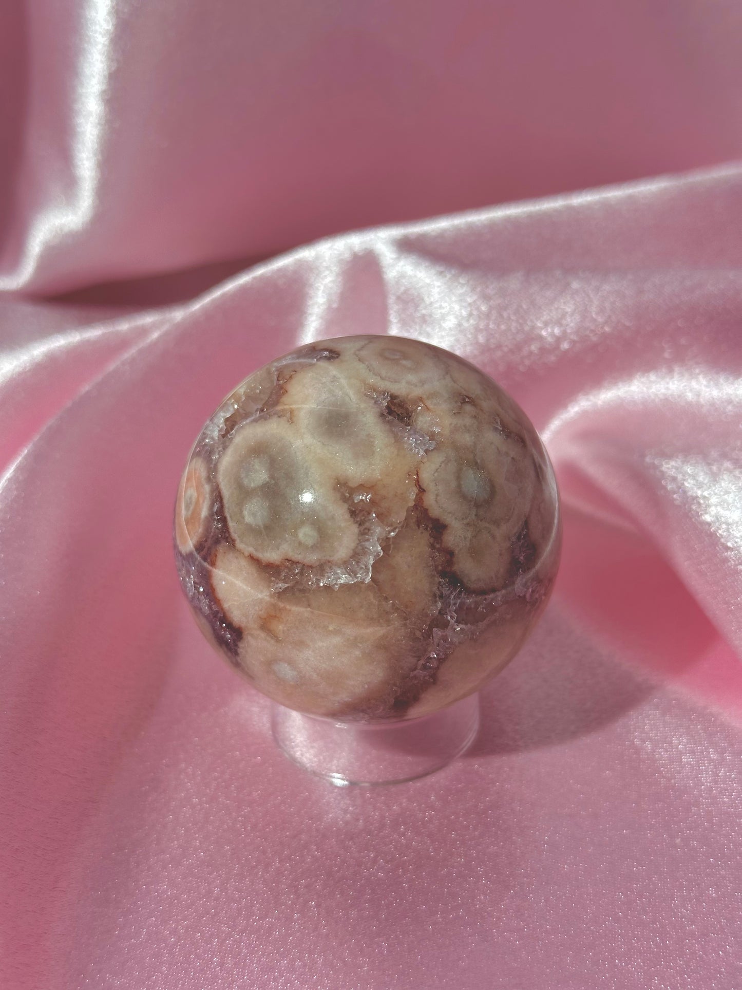Brazilian pink amethyst x flower agate sphere